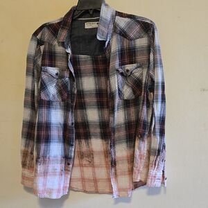 Retrofit Men's Plaid Button-Down Shirt in White, Black & Brown